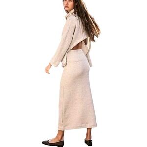 Free People Est Milley Coord Reversible Cowl Sweater Skirt Set Knit Women S NWOT